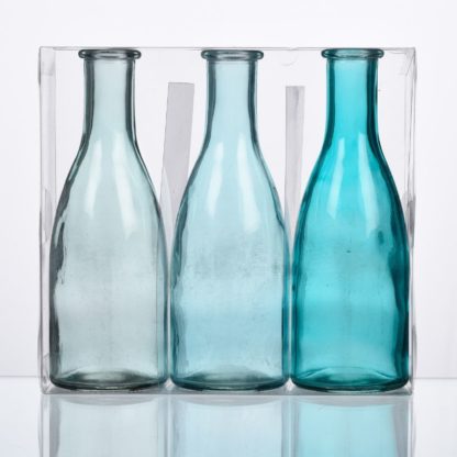3 stk glasflaske Large Sandra rich blå variant