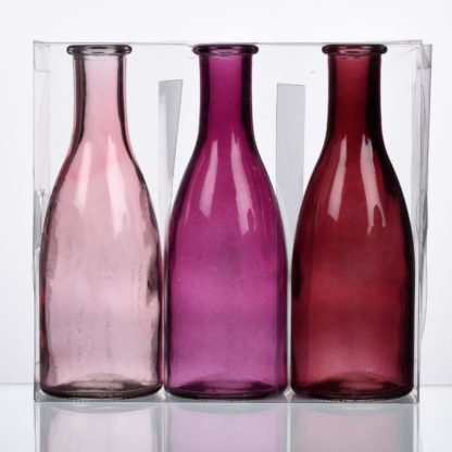 3 stk glasflaske Large Sandra rich rosa variant