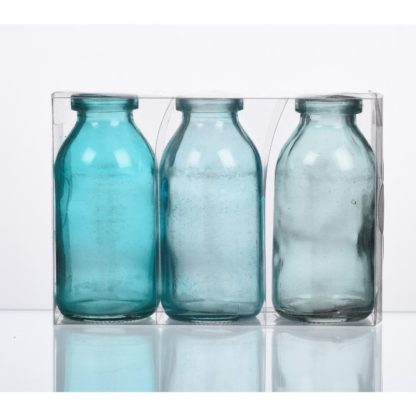 3 stk glasflaske Sandra rich blå variant